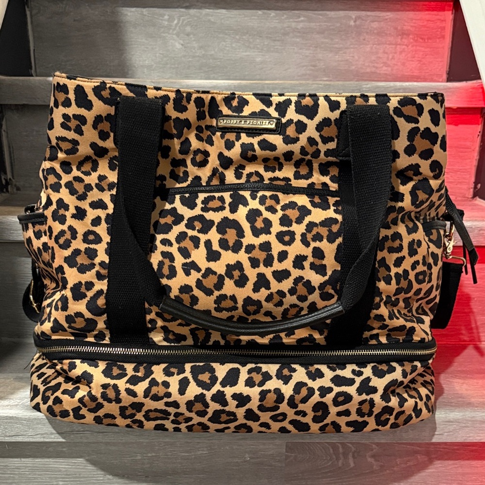 Poppy & Peonies Leopard Print Tote Bag